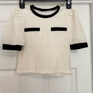 SHEIN Kids Cream and Black Blouse